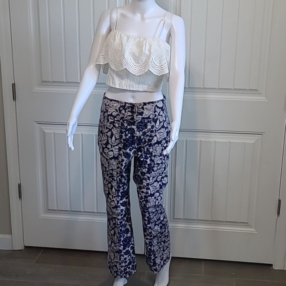 Ulla Johnson's Floral Ellis Jeans Corset-Inspired Button Fly Kick Flare Size 6 - Picture 1 of 14